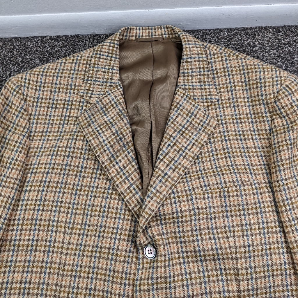 Sartoria Partenopea Sport Coat Silk Wool Linen Checked Multicolor 46r
